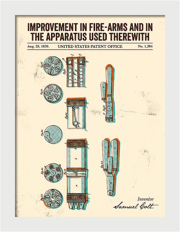 Colt Revolver Apparatus Colt Retro Patent Us1304
