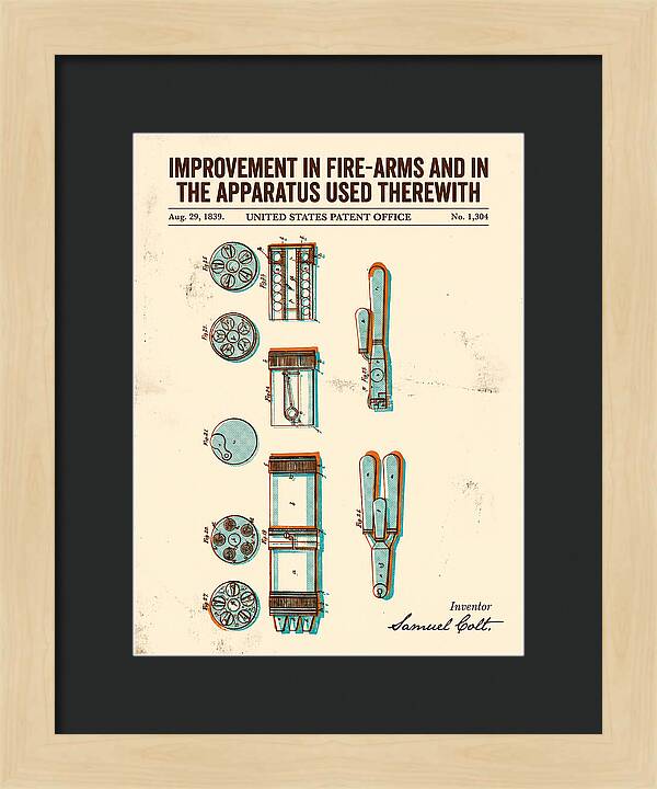 Colt Revolver Apparatus Colt Retro Patent Us1304