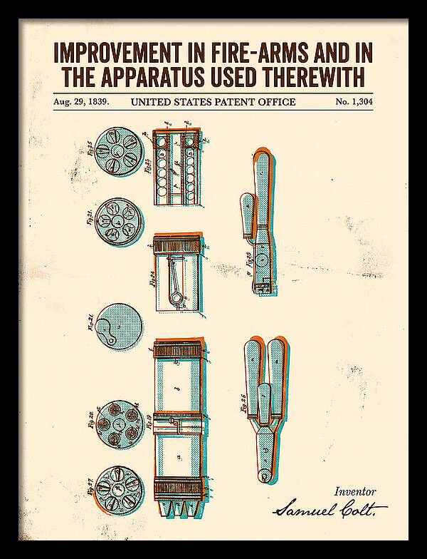 Colt Revolver Apparatus Colt Retro Patent Us1304