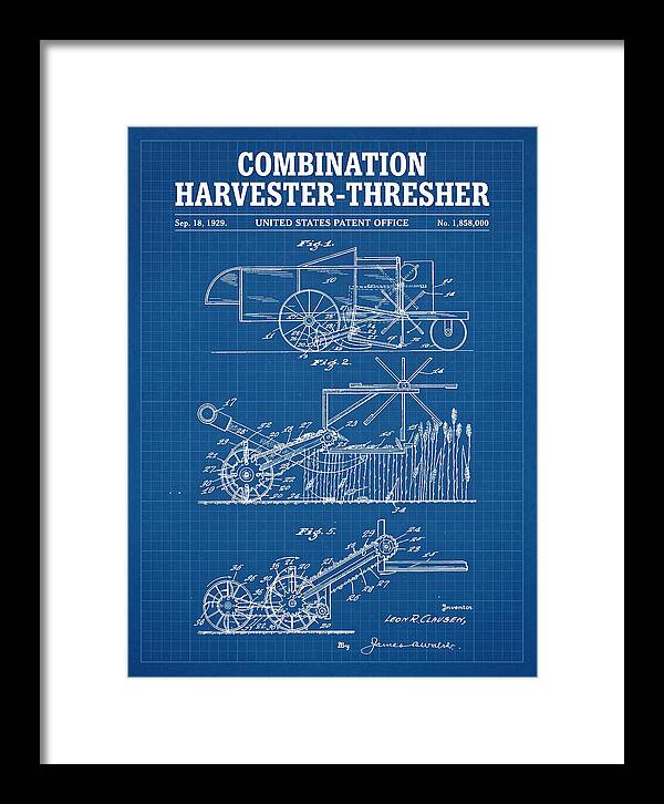 Combination Harvester Thresher Blueprint Patent Us1858000a
