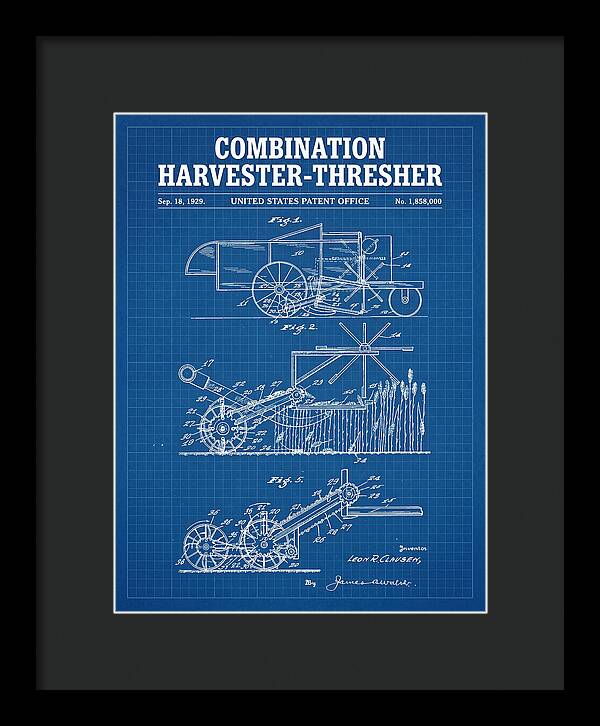 Combination Harvester Thresher Blueprint Patent Us1858000a