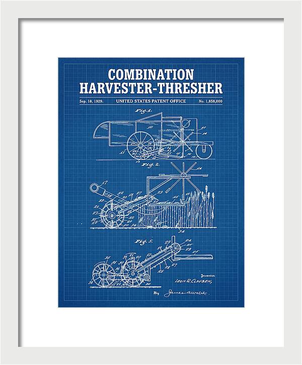 Combination Harvester Thresher Blueprint Patent Us1858000a