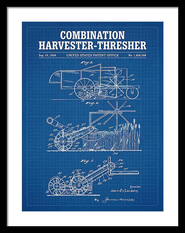 Combination Harvester Thresher Blueprint Patent Us1858000a