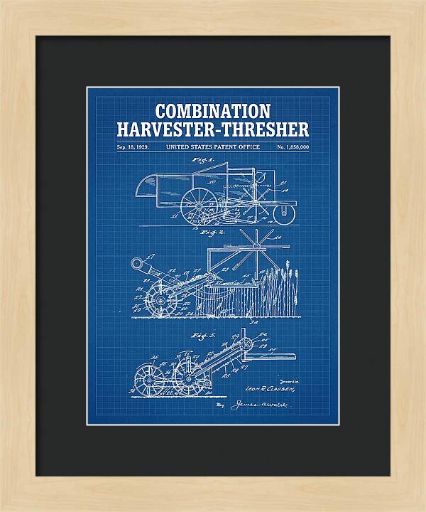 Combination Harvester Thresher Blueprint Patent Us1858000a