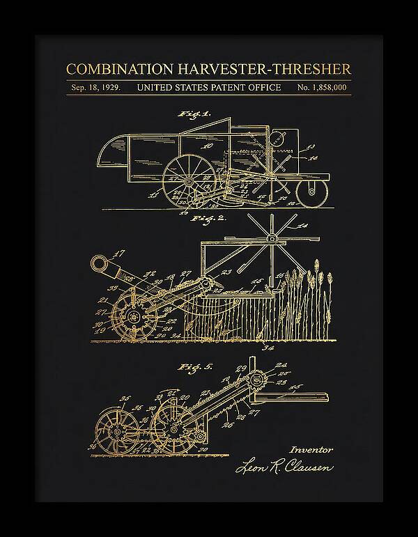 Combination Harvester Thresher Gold Patent Us1858000a