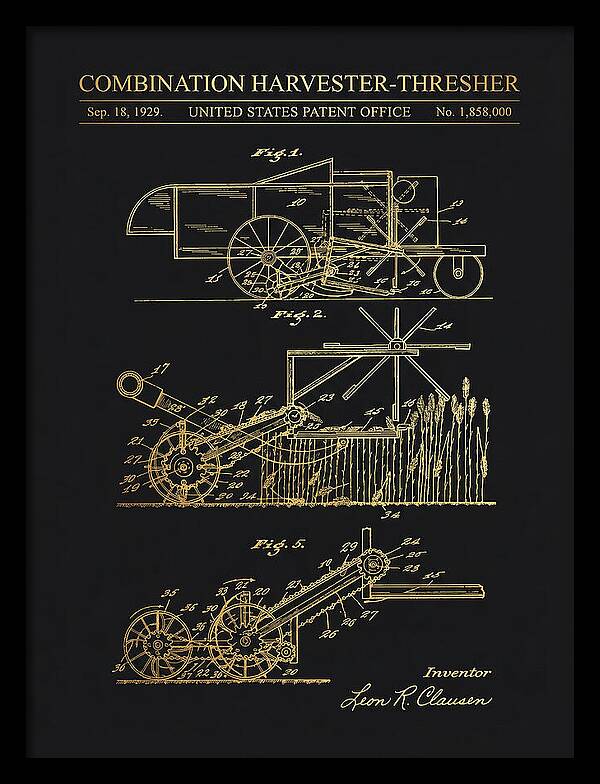 Combination Harvester Thresher Gold Patent Us1858000a