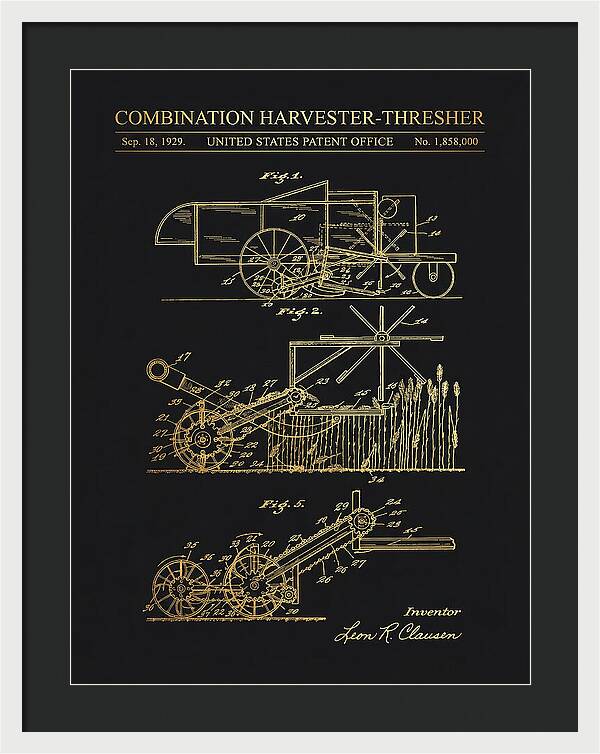 Combination Harvester Thresher Gold Patent Us1858000a