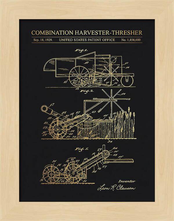 Combination Harvester Thresher Gold Patent Us1858000a