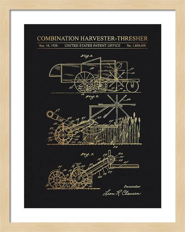 Combination Harvester Thresher Gold Patent Us1858000a