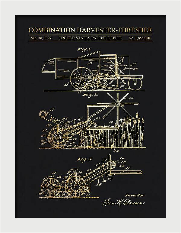 Combination Harvester Thresher Gold Patent Us1858000a