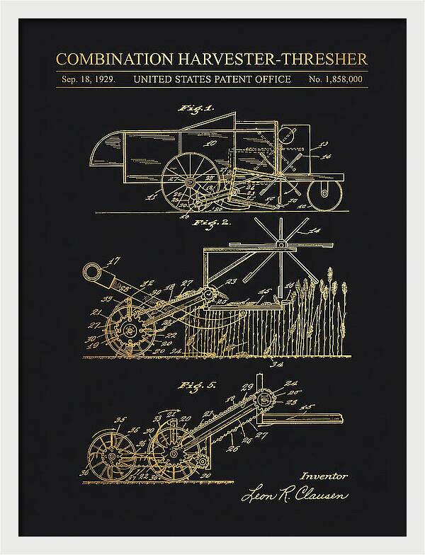 Combination Harvester Thresher Gold Patent Us1858000a