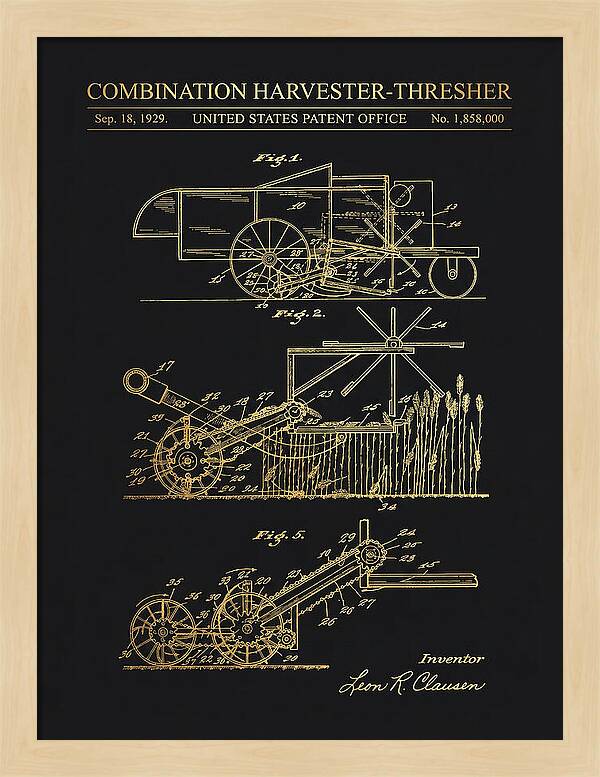 Combination Harvester Thresher Gold Patent Us1858000a