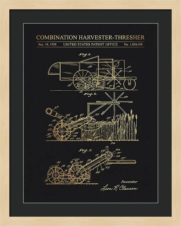 Combination Harvester Thresher Gold Patent Us1858000a