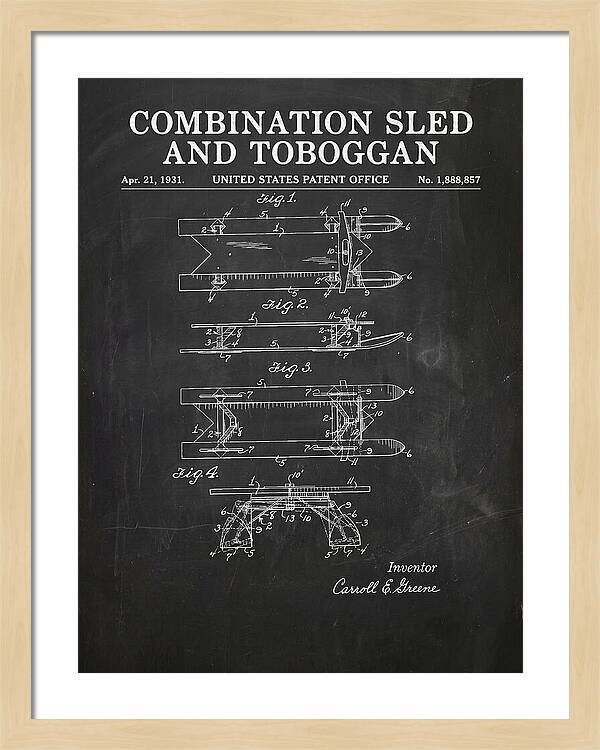 Combination Sled And Toboggan Chalkboard Patent Us1888857a