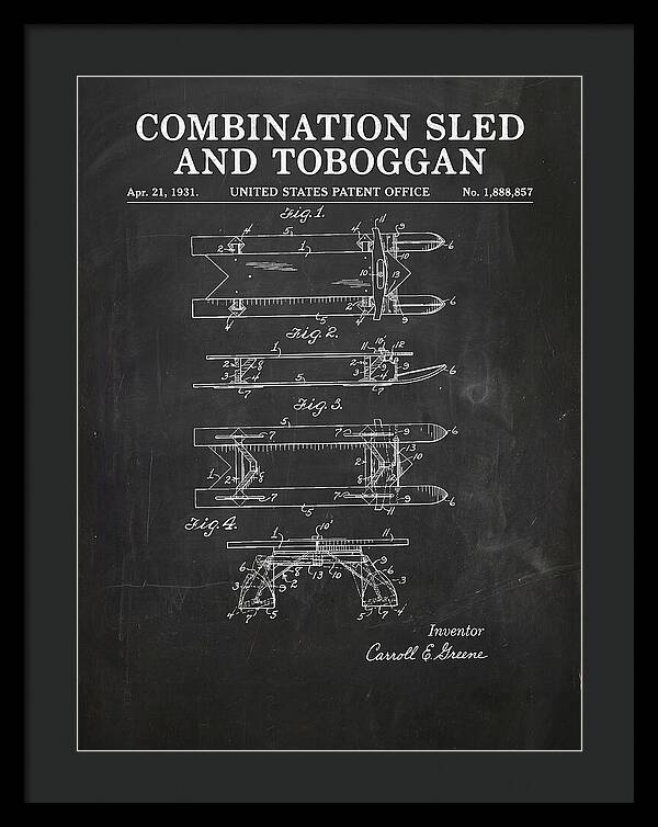 Combination Sled And Toboggan Chalkboard Patent Us1888857a