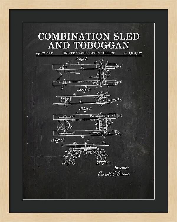 Combination Sled And Toboggan Chalkboard Patent Us1888857a