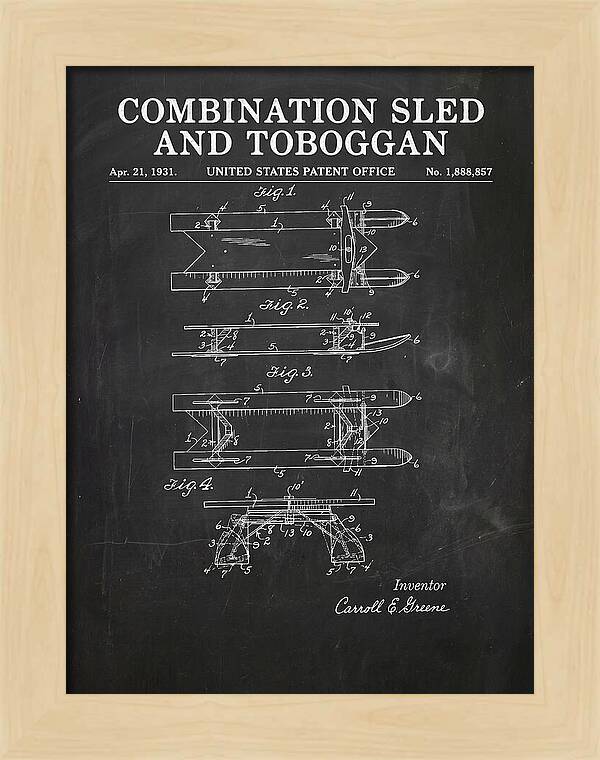 Combination Sled And Toboggan Chalkboard Patent Us1888857a
