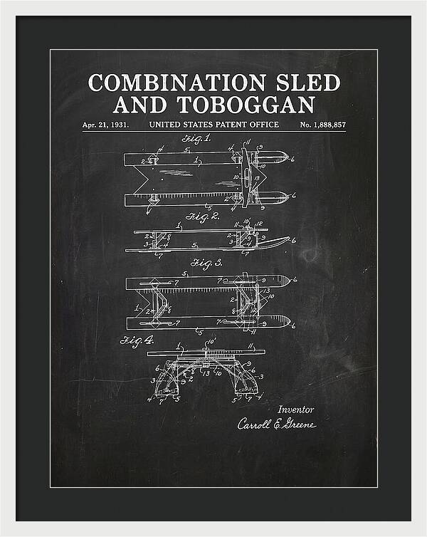 Combination Sled And Toboggan Chalkboard Patent Us1888857a