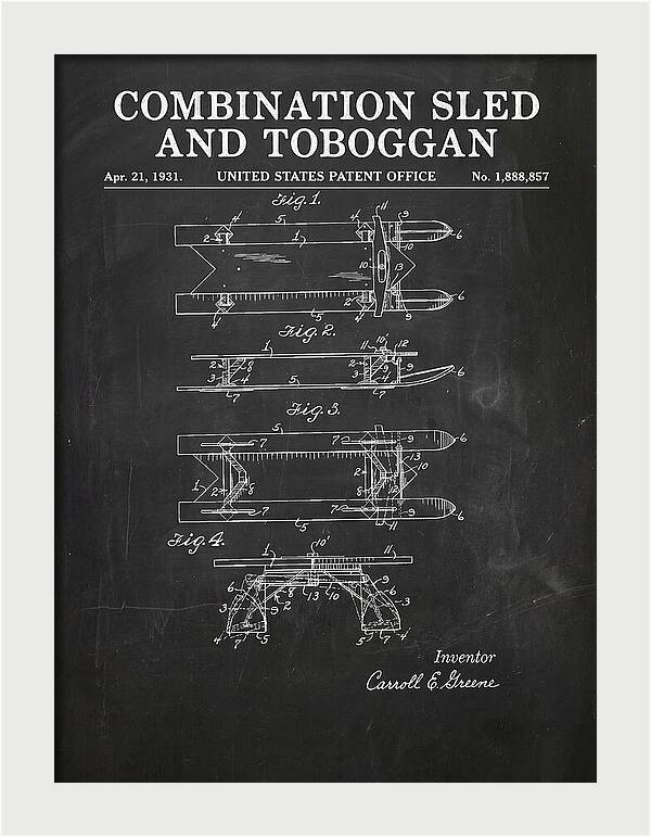Combination Sled And Toboggan Chalkboard Patent Us1888857a