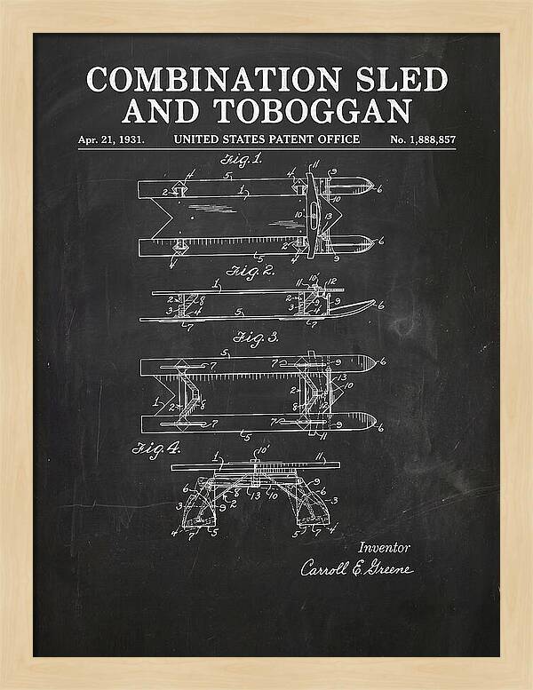 Combination Sled And Toboggan Chalkboard Patent Us1888857a
