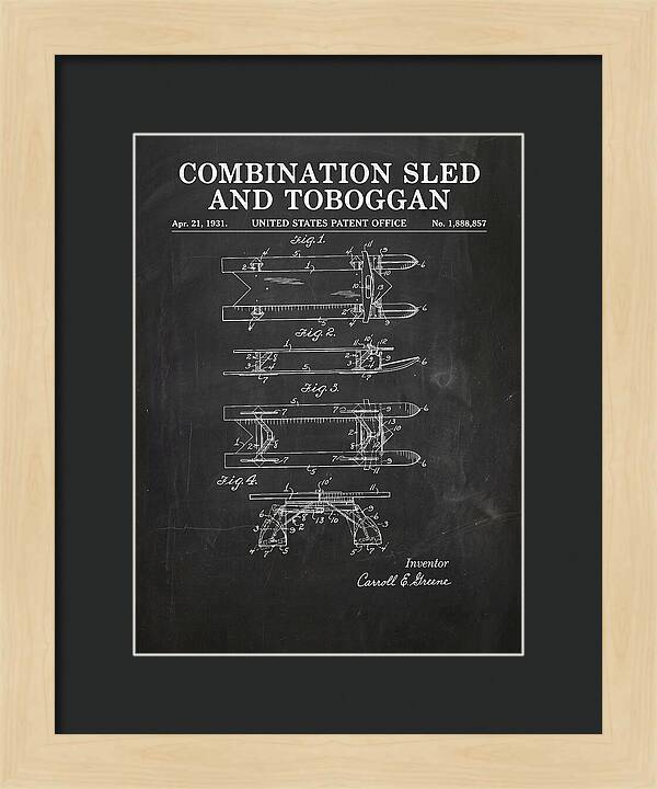 Combination Sled And Toboggan Chalkboard Patent Us1888857a
