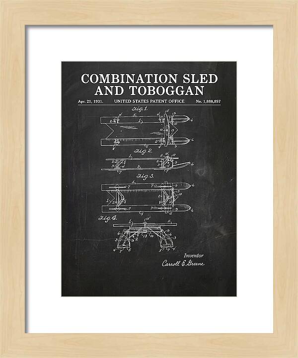 Combination Sled And Toboggan Chalkboard Patent Us1888857a