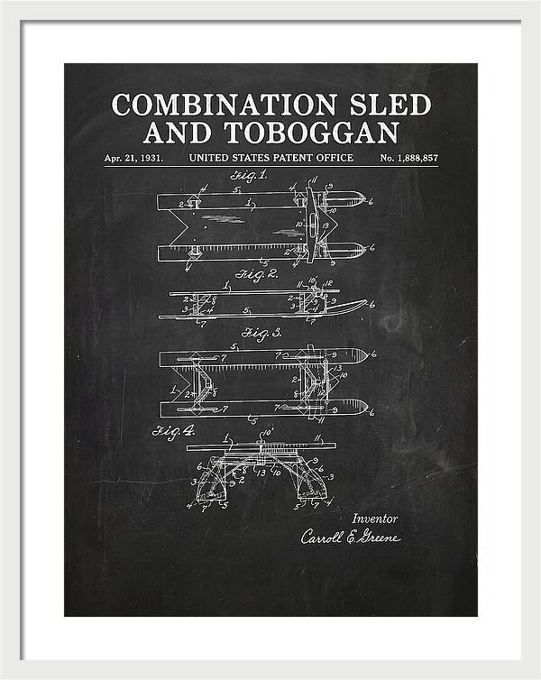 Combination Sled And Toboggan Chalkboard Patent Us1888857a