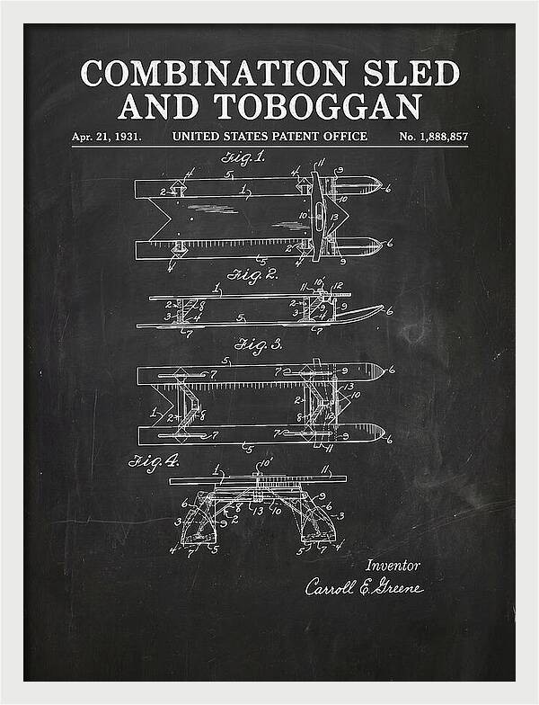 Combination Sled And Toboggan Chalkboard Patent Us1888857a