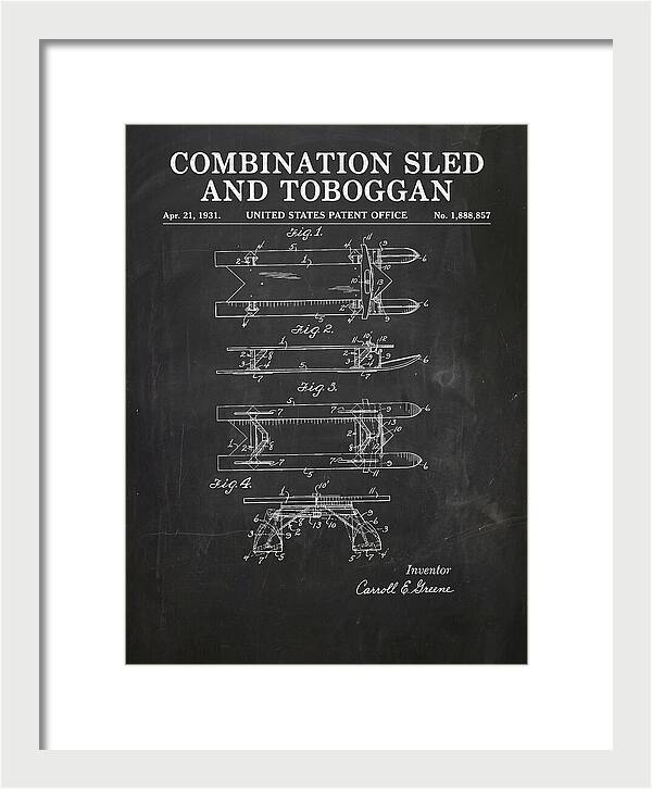 Combination Sled And Toboggan Chalkboard Patent Us1888857a