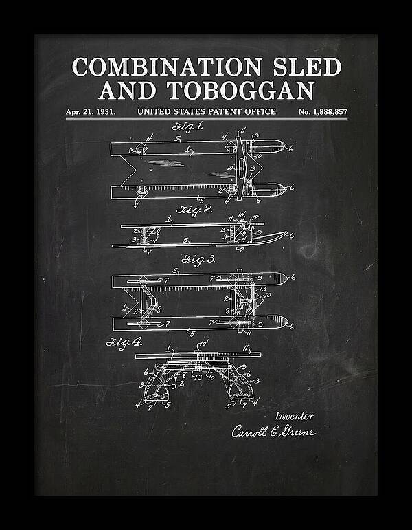 Combination Sled And Toboggan Chalkboard Patent Us1888857a