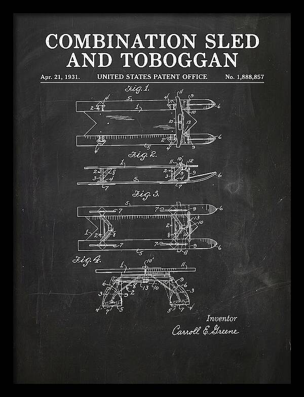 Combination Sled And Toboggan Chalkboard Patent Us1888857a