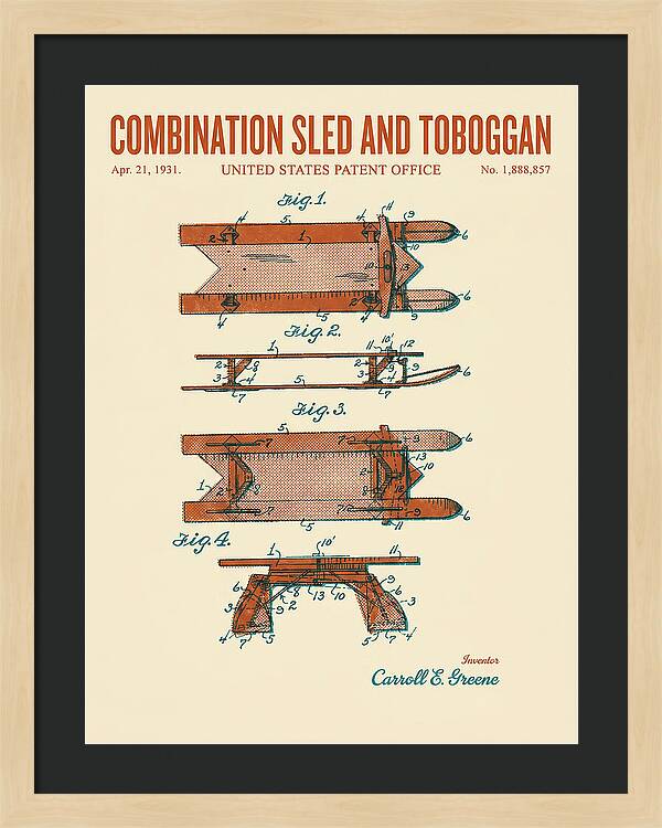 Combination Sled And Toboggan Retro Patent Us1888857a