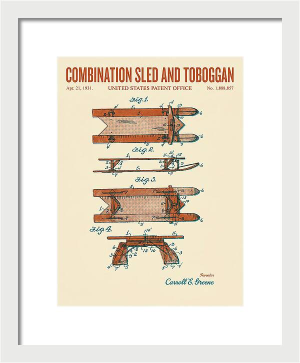 Combination Sled And Toboggan Retro Patent Us1888857a