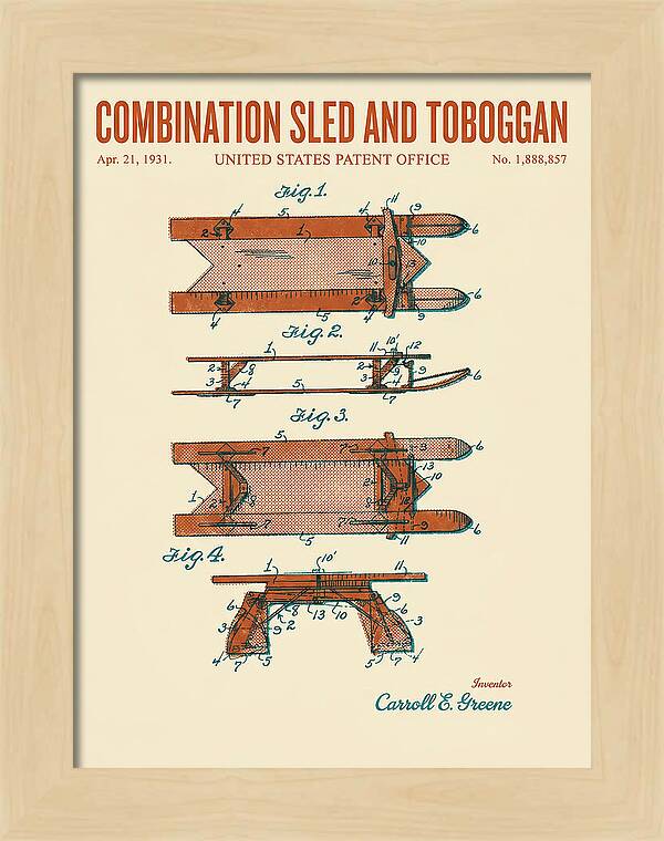 Combination Sled And Toboggan Retro Patent Us1888857a