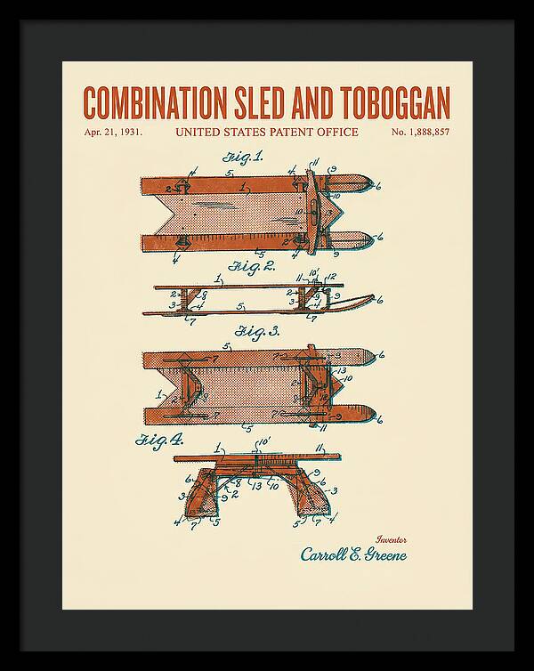 Combination Sled And Toboggan Retro Patent Us1888857a