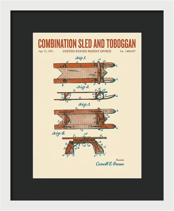 Combination Sled And Toboggan Retro Patent Us1888857a