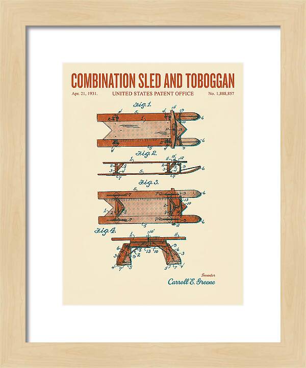 Combination Sled And Toboggan Retro Patent Us1888857a