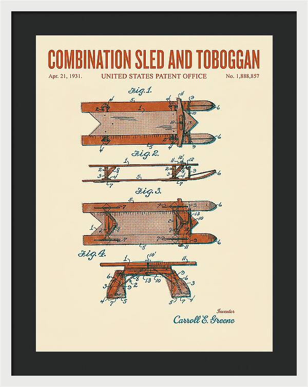 Combination Sled And Toboggan Retro Patent Us1888857a