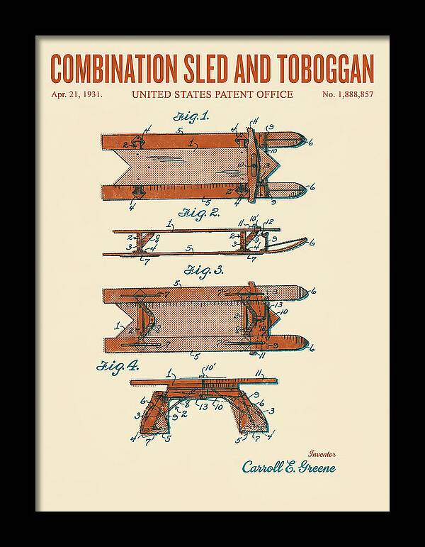 Combination Sled And Toboggan Retro Patent Us1888857a