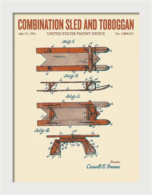 Combination Sled And Toboggan Retro Patent Us1888857a