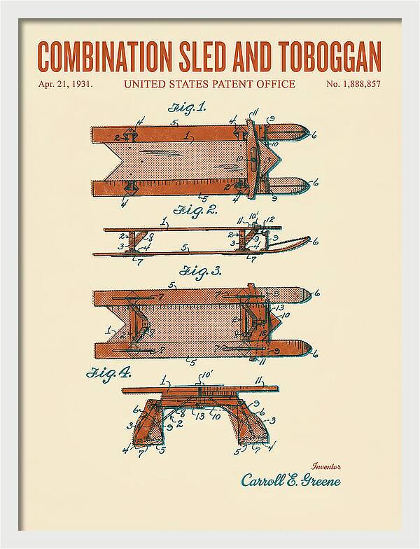 Combination Sled And Toboggan Retro Patent Us1888857a