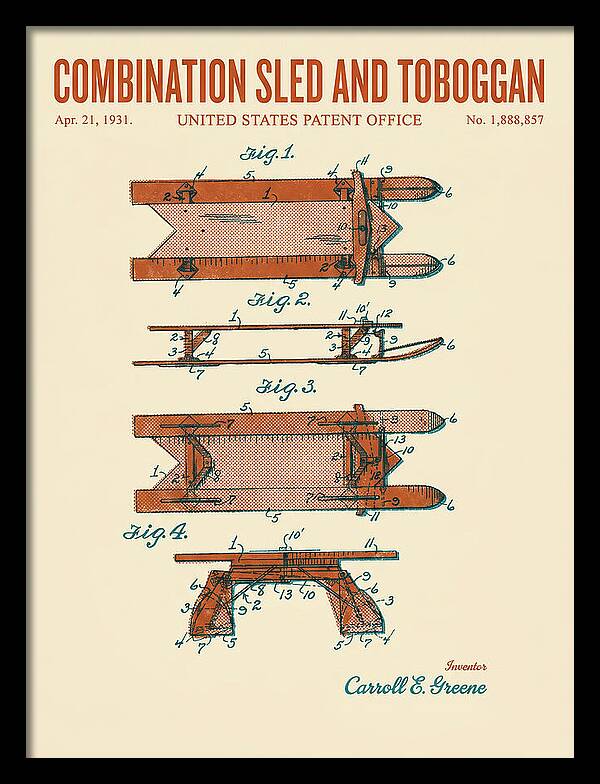 Combination Sled And Toboggan Retro Patent Us1888857a