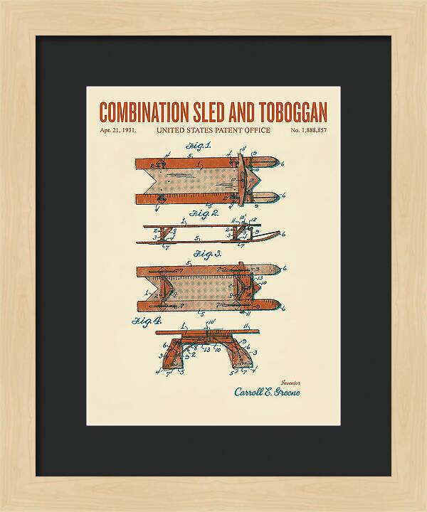 Combination Sled And Toboggan Retro Patent Us1888857a