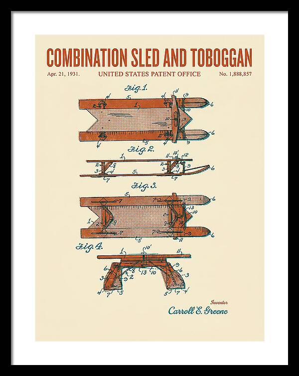 Combination Sled And Toboggan Retro Patent Us1888857a