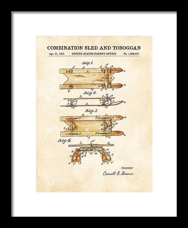 Combination Sled And Toboggan Watercolor Patent Us1888857a
