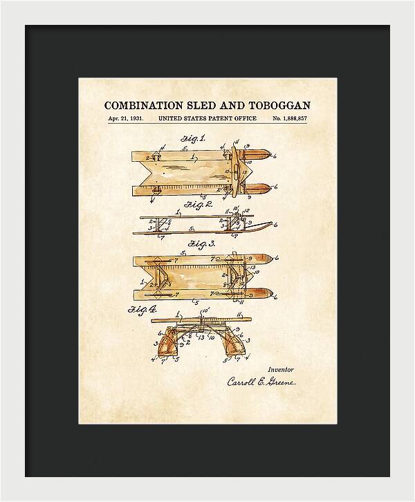 Combination Sled And Toboggan Watercolor Patent Us1888857a