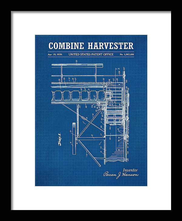 Combine Harvester Blueprint Patent Us1863691a