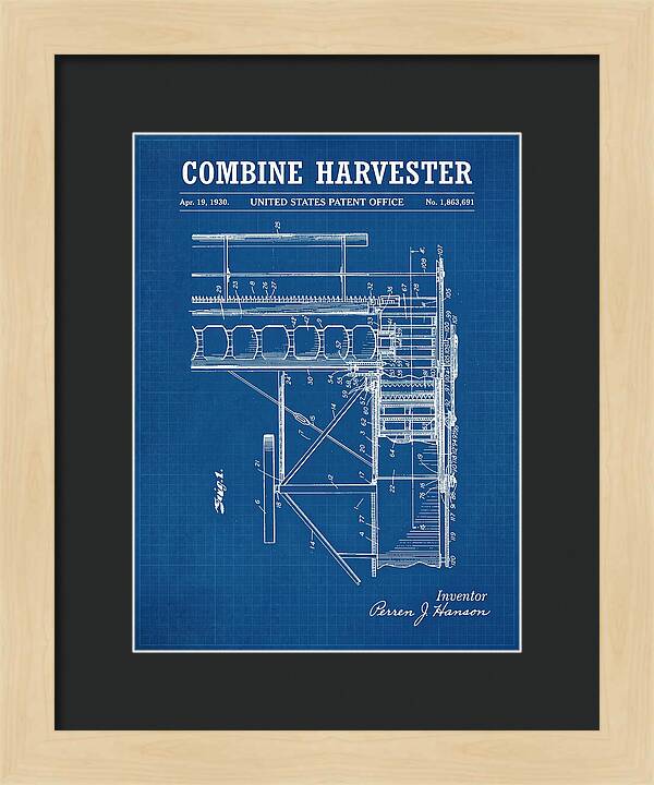 Combine Harvester Blueprint Patent Us1863691a