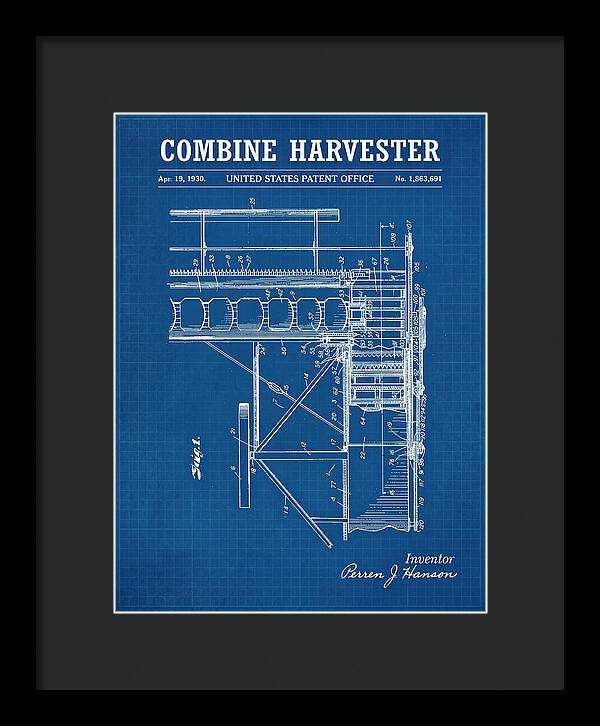 Combine Harvester Blueprint Patent Us1863691a