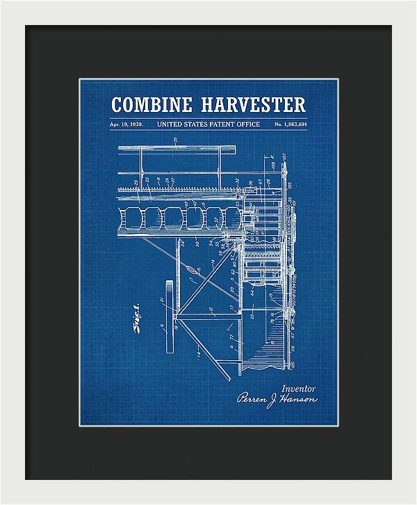 Combine Harvester Blueprint Patent Us1863691a